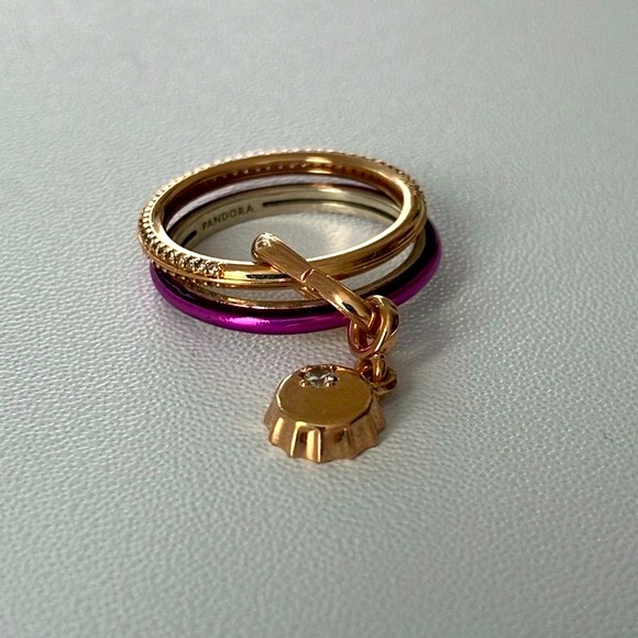 Pandora Lucky Bottle Cap ring set: 14k rose gold; 925 silver - Picture 5 of 16